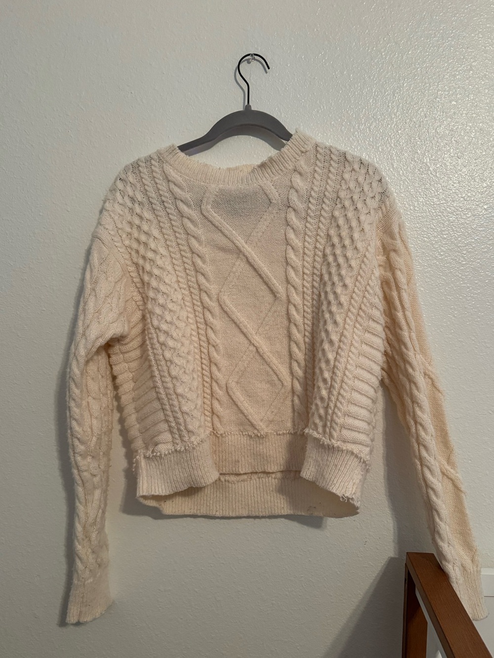 Women's Cream Cable Crewneck Sweater - Neutral Everyday Knit